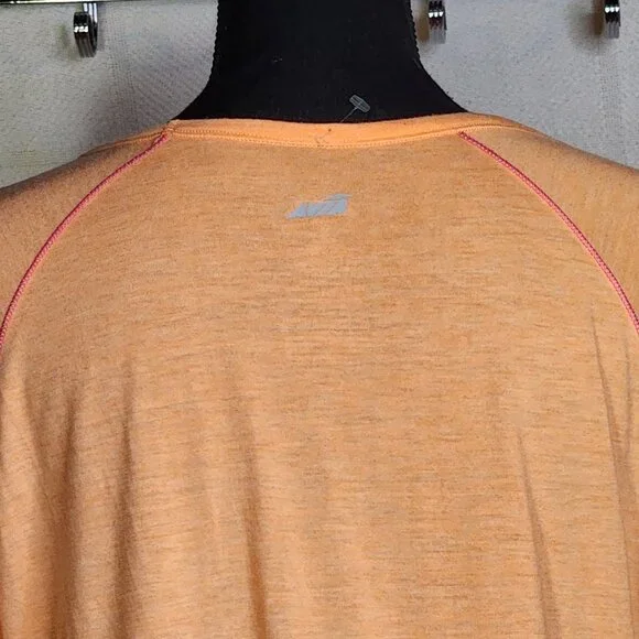 Avia Neon Peach and Bright Pink Hems Short Sleeved Poly Rayon Workout Tee Sz XL - Picture 11 of 16